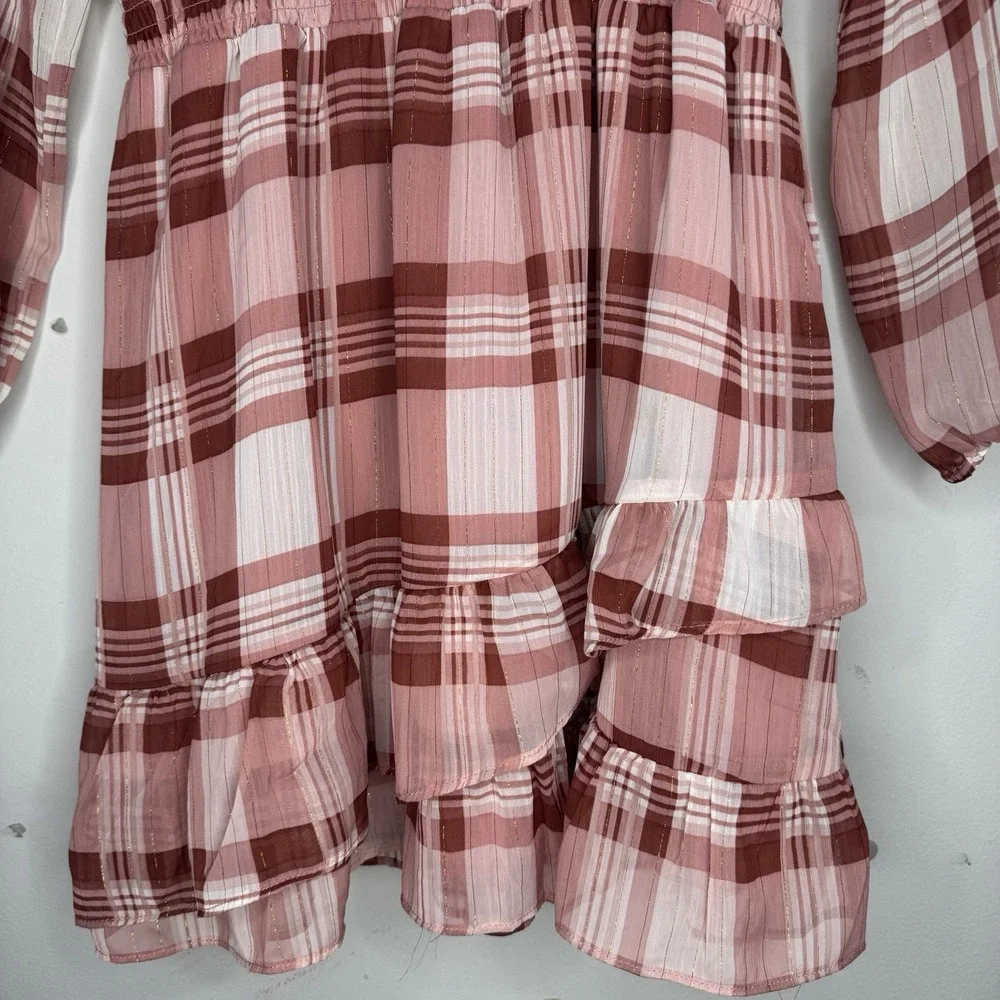 Holiday Plaid Dress Long Sleeve Size 12. Red W Glitter Long Glitter Girls‎